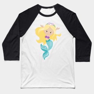 Little Mermaid, Cute Mermaid, Blonde Hair, Shells Baseball T-Shirt